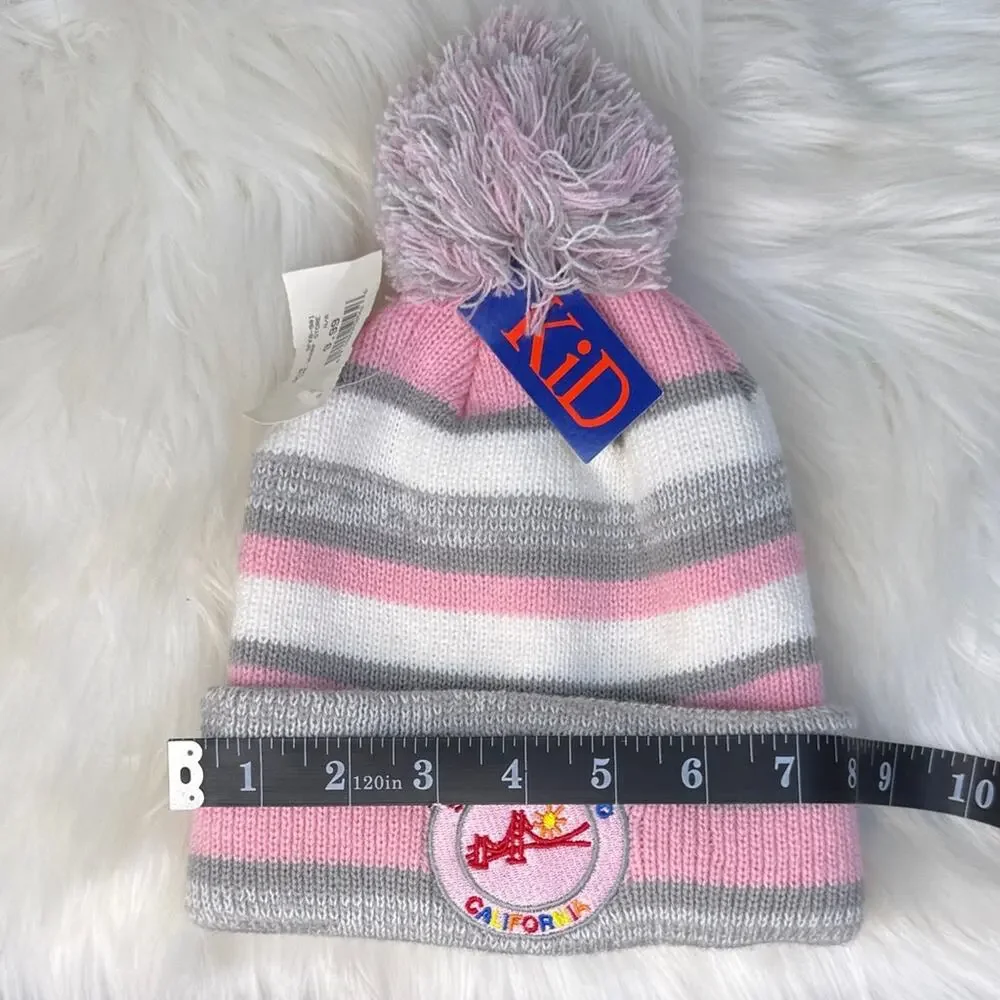NWT! San Francisco California The Wharf Kids Striped Pom-Pom Beanie